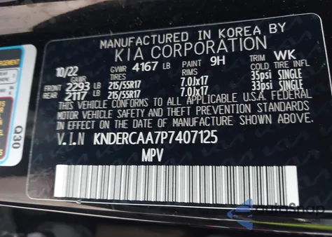 2023 Kia Seltos Ex from USA, damaged, VIN KNDERCAA7P7407125